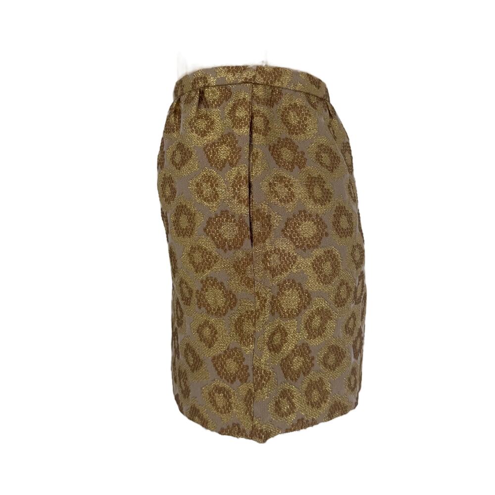 J. Crew Goldenrod Jacquard Mini Skirt Womens size 0 Gold Metallic - Picture 9 of 16